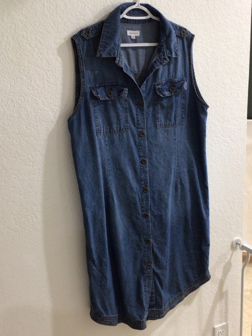 Vintage Westbound Sleeveless Denim Shirt Dress - Medium Blue